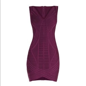 Herve Leger Dress In Deep Purple.